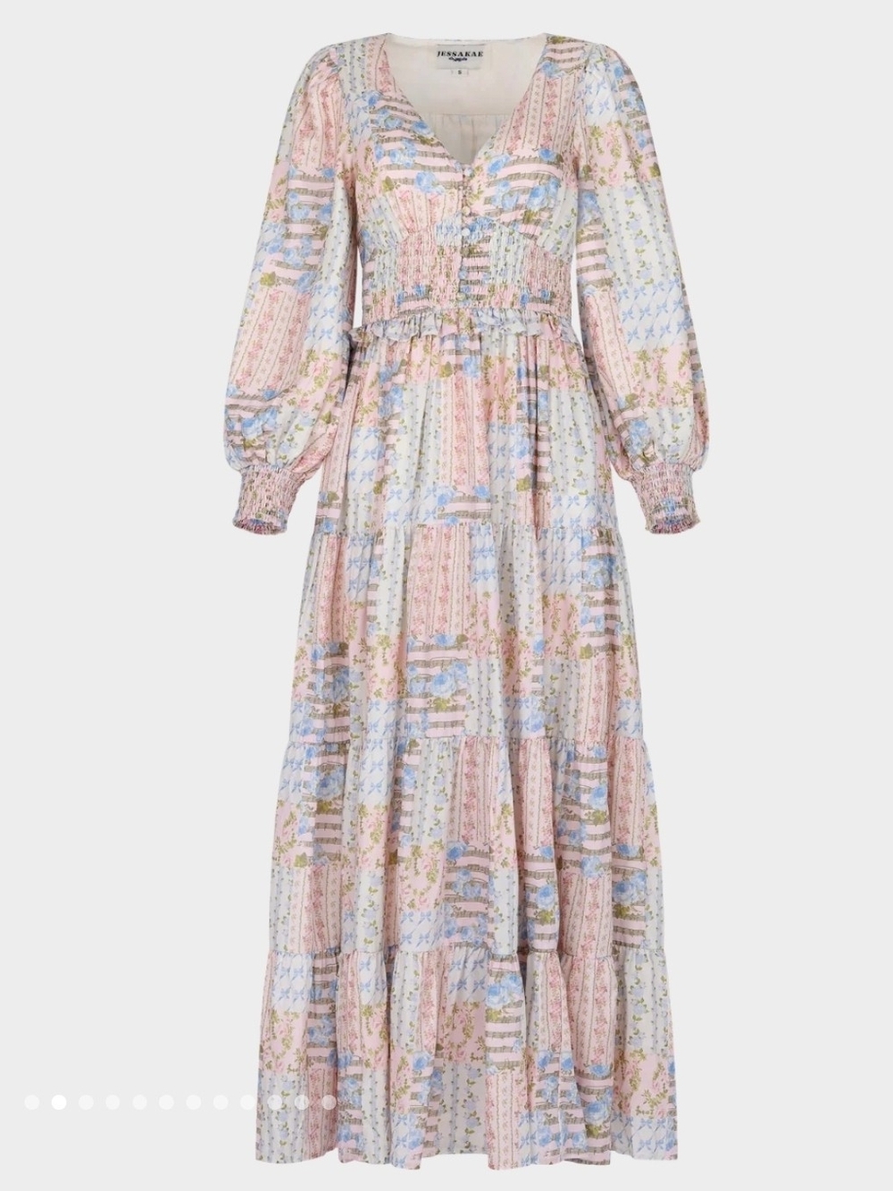 New Jessakae Garden Maxi Dress with Smocked Waist